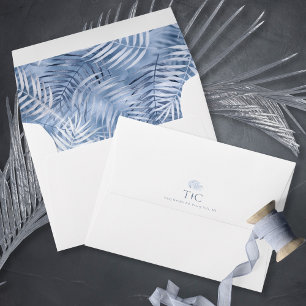 Lush Palm Leaf Wedding Pattern Blue ID956 Envelope