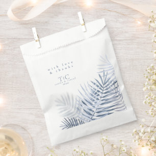 Lush Palm Leaf Wedding Thanks Blue/Wht ID956 Favour Bags