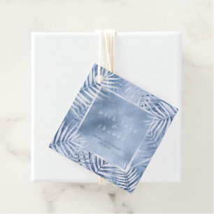 Lush Palm Leaf Wedding Thanks Windsor Blue ID956  Favour Tags