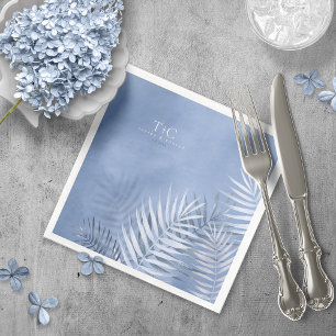 Lush Palm Leaf Wedding Windsor Blue V2 ID956 Napkin