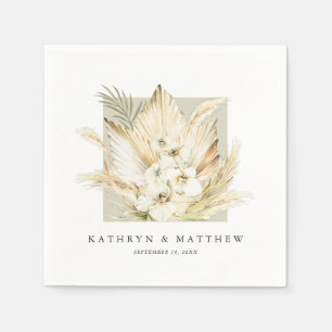 Lush Pampas Grass Classy Boho Wedding Napkins