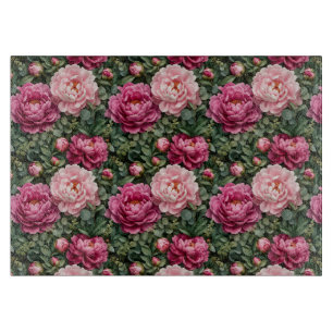Lush Peony and Greenery Print Cutting Board