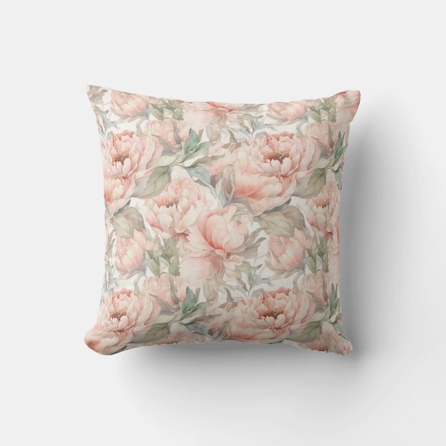  lush peony on a gentle background cushion (Front)