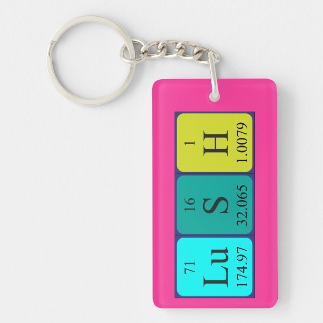 Lush periodic table word keyring (Front)