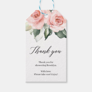Lush pink floral boho thank you for showering gift tags