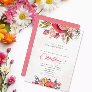 Lush Pink Floral Elegance Wedding Invitation