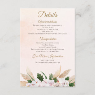 Lush Pink Gold Watercolor Floral Accommodations Enclosure Card