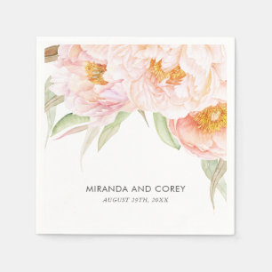 Lush Pink Peonies Watercolor Floral Napkin