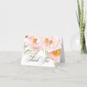 Lush Pink Peonies Watercolor Floral Thank You