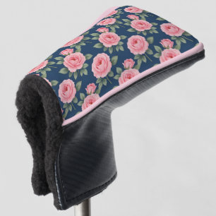 Lush pink roses botanical pattern golf head cover