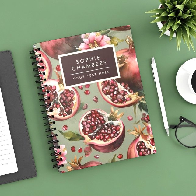 Lush Pomegranate Fruit and Flowers Pattern Notebook (Creator Uploaded)