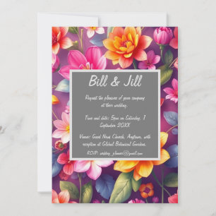 Lush Purple Floral Bold Garden Blooms Wedding Invitation