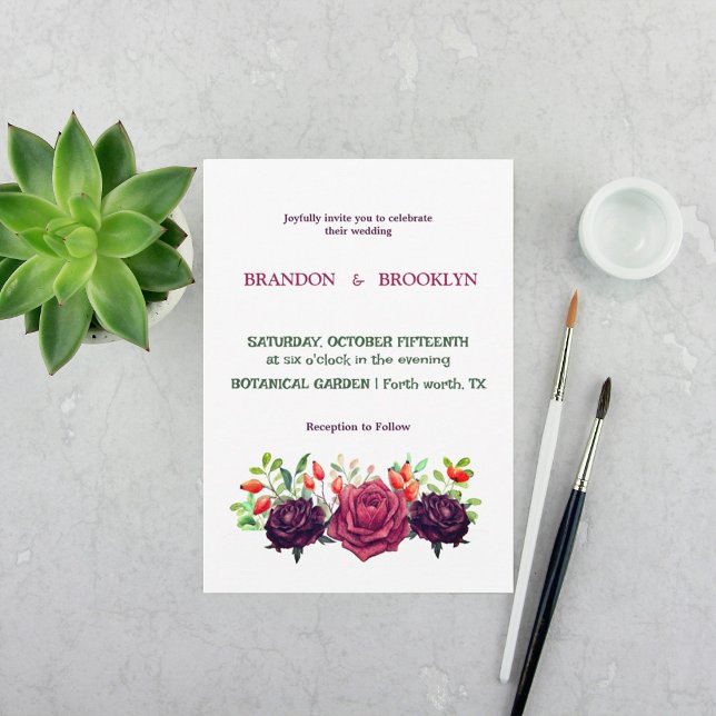 Lush Purple Floral Watercolor Wedding Invitation (Creator Uploaded)