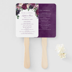 Lush Purple Flowers   Romantic Wedding Program Han Hand Fan