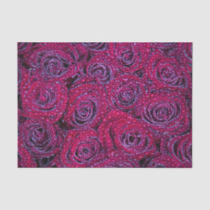 Lush Purple Roses and Rain Drops Tissue Paper