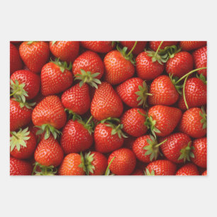 Lush, Ripe Strawberry Field Close-up Pattern Wrapping Paper Sheet