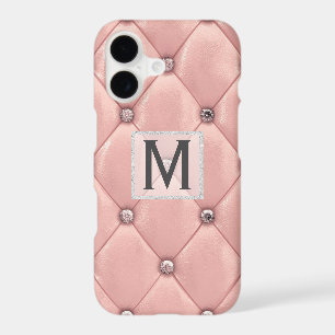 Lush Rose Gold Faux Leather & Diamonds Monogrammed