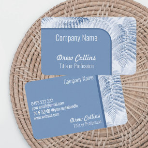 Lush Serene Blue Ferns Waterfall Border Business Card