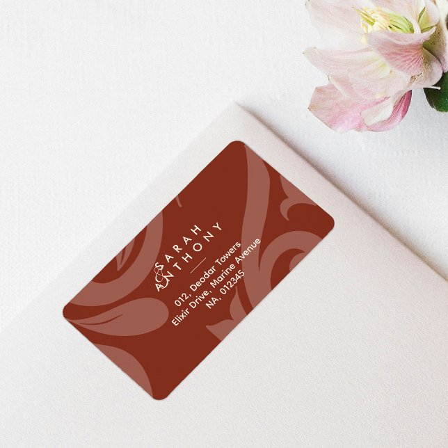 Lush Sienna Damask Classic Wedding Address Label (Creator Uploaded)