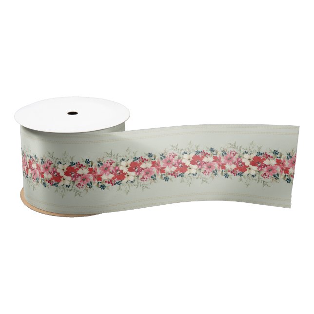 lush traditional botanical green christmas Holiday Satin Ribbon (Spool)