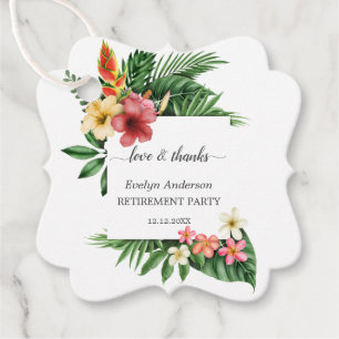 Lush Tropical Garden Floral Bloom Retirement Party Favour Tags