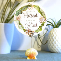Lush Tropical Green Leaves Love is Patient Sign