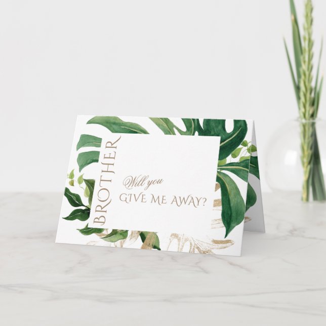 Lush Tropical Leaves Will You Give Me Away Invitation (Front)