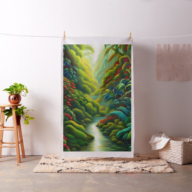 Lush Tropical Rainforest Cheater Quilt Sew Panel Fabric (In Situ)