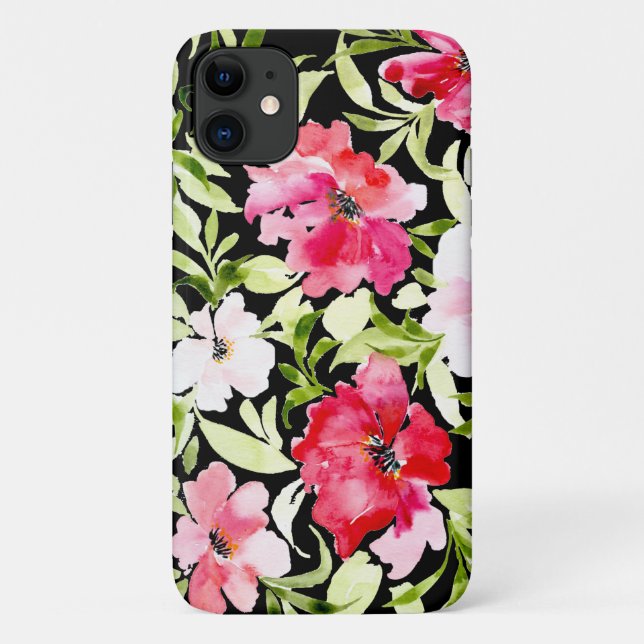 Lush tropical red pink floral flowers leaves Case-Mate iPhone case (Back)