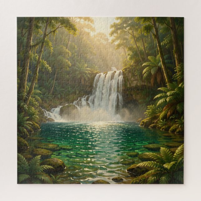 Lush Tropical Waterfall Jungle Paradise Jigsaw Puzzle (Vertical)