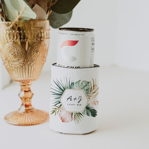 Lush Tropics Wedding Slim Can Cooler Cosy