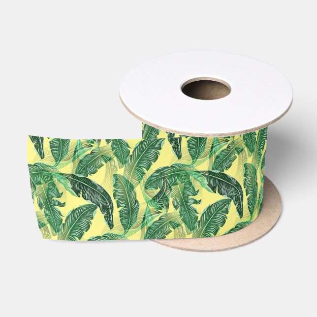Lush Warm Jungle Leaves Satin Ribbon (Spool)