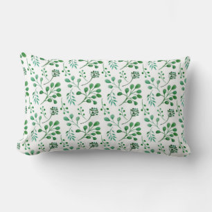 Lush Watercolor Greenery Pattern Lumbar Cushion