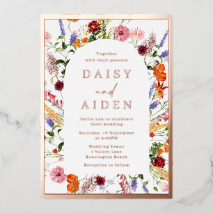 Lush Wildflowers & Rose Gold Foil Wedding