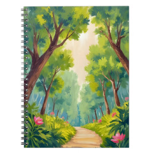 Lush Wood Stroll Green Nature Watercolor Notebook