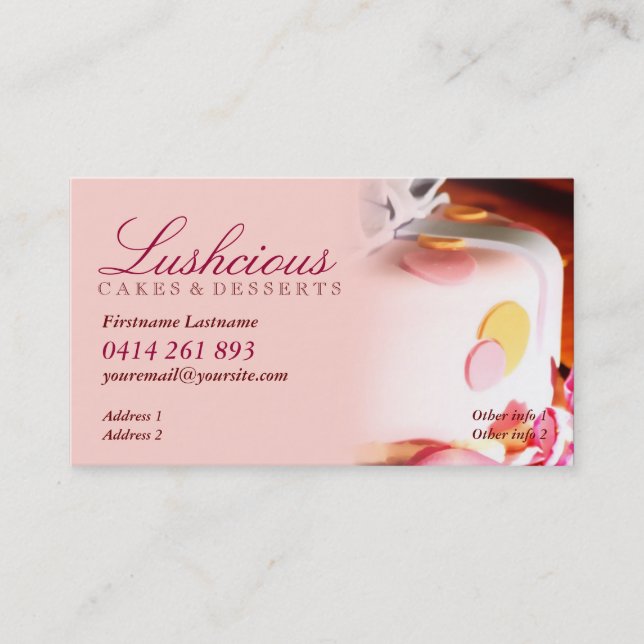Lushcious Cake Business Cards (Front)