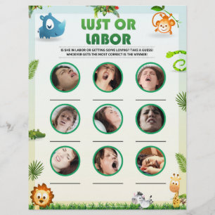 Lust Or Labour Baby Shower Game [Animal Theme] Custom Letterhead