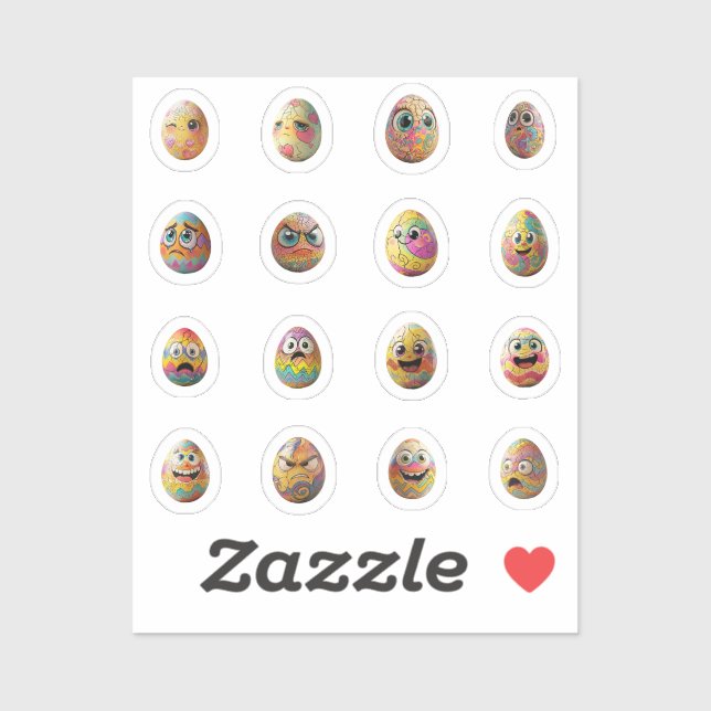 Lustic Chibi Easter eggs stickers - 16 pieces (Sheet)