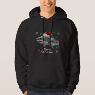 Lustiger Weihnachtshai mit Weihnachtsmannmütze Hoodie