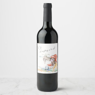 Lustiges Oster-Weinetikett mit Pony & Hase Wine Label