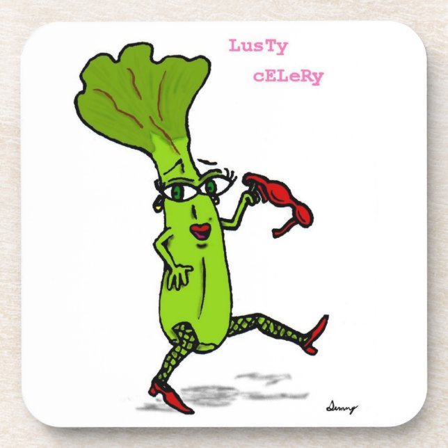 Lusty Celery Coasters - Set of 6 (Front)