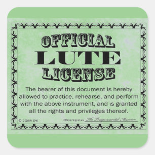 Lute License Square Sticker