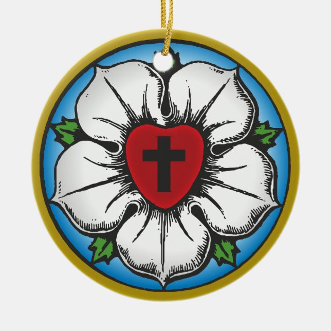 luther rose ceramic tree decoration (Front)