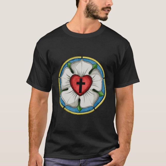 Luther Rose Seal Lutheran Symbol Christian Cross T-Shirt (Front)