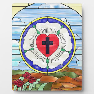 Luther Rose Stained Glass Window Plaque