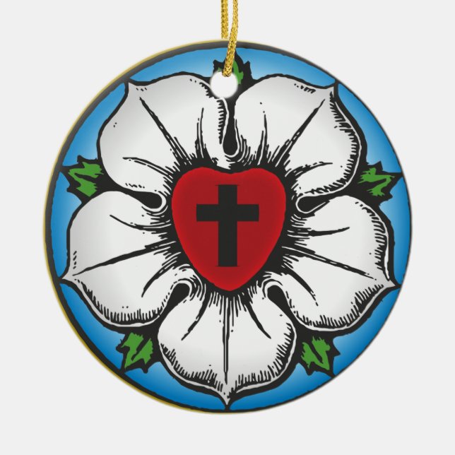 Luther’s Rose Ceramic Tree Decoration (Front)