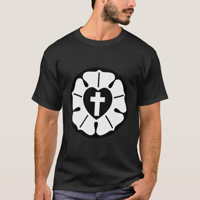 Lutheran Rose Lutheran Cross T-Shirt (Front)