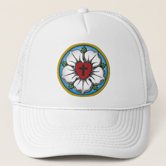 Lutheran Rose Trucker Hat (Front)
