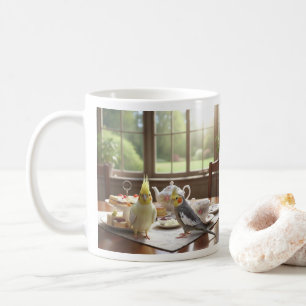 Lutino and Normal Grey Cockatiels Parakeet Bird Coffee Mug