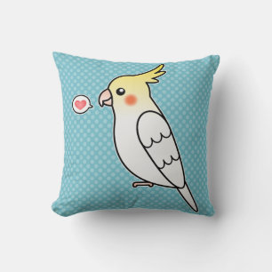 Lutino Cartoon Cockatiel Parrot Bird Love Cushion
